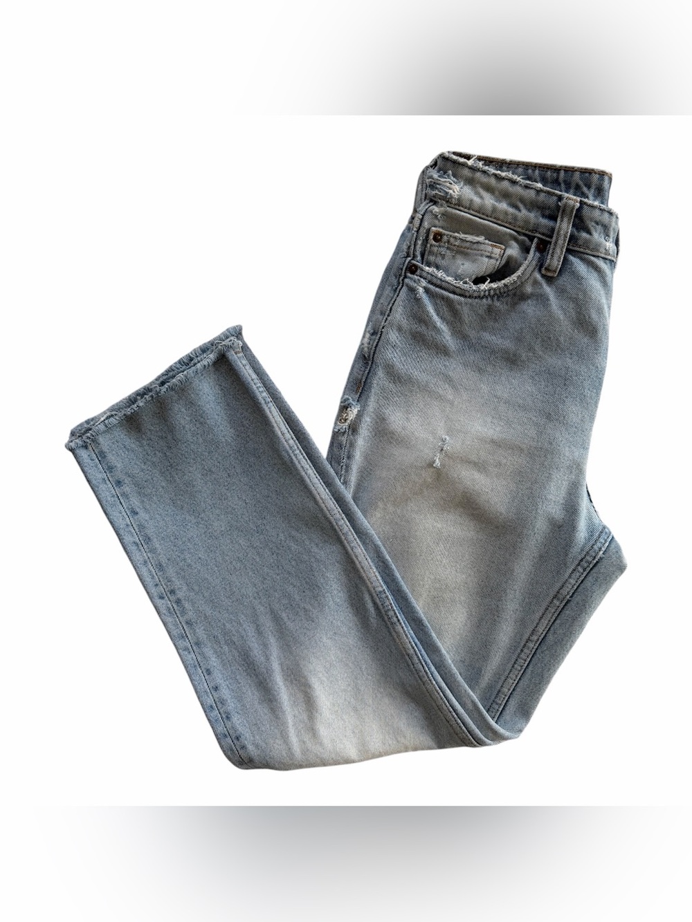 Zara TRF Authentic Denim Light Wash Straight Leg Jeans